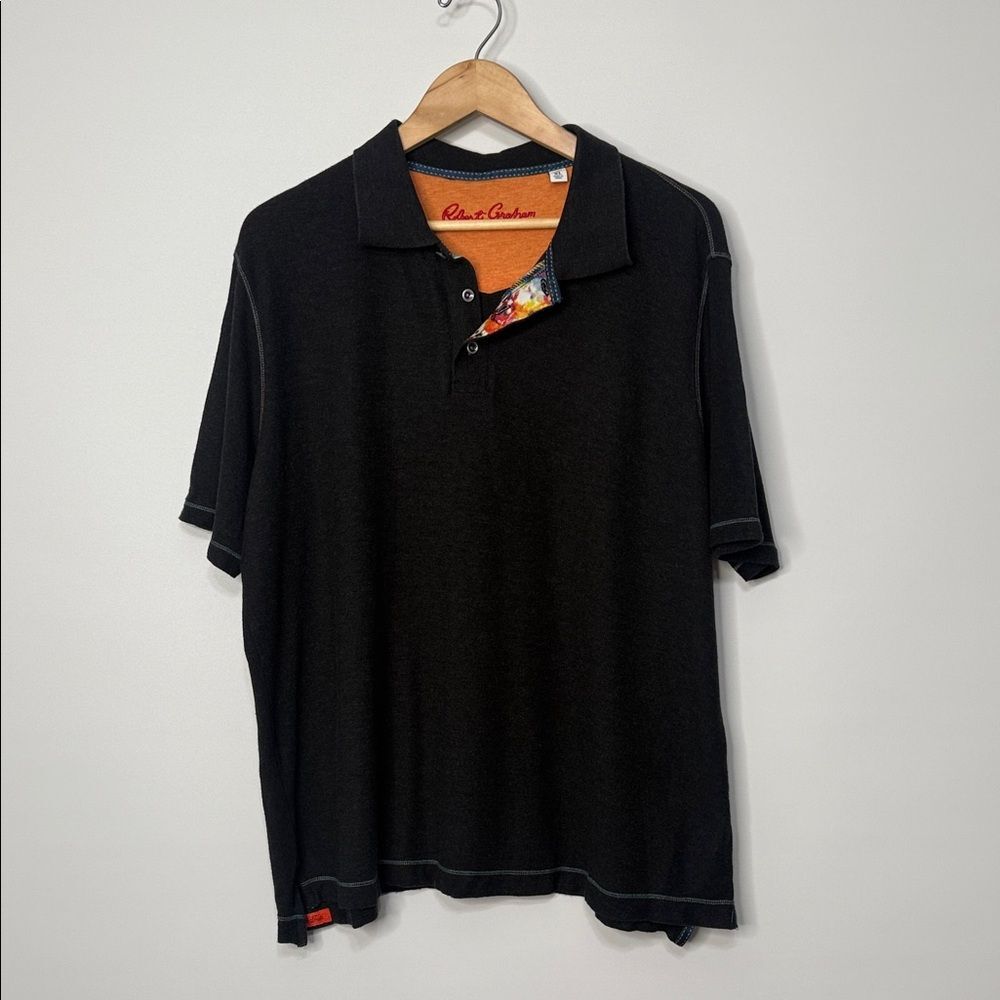 Robert Graham Dark Grey Men's Classic Fit Polo Shirt XL